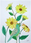 Yellow flowers & Green bird - Posted on Monday, March 23, 2015 by Ketki Fadnis
