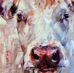 ORIGINAL CONTEMPORARY WHITE COW PAINTING in OILS by OLGA WAGNER - Posted on Saturday, March 7, 2015 by Olga Wagner