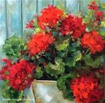 Garden Covenant Red Geraniums - Flower Paintings by Nancy Medina - Posted on Monday, January 26, 2015 by Nancy Medina