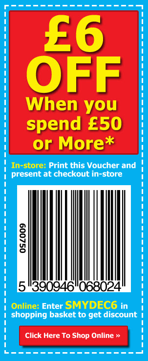 £6 OFF When you spend £50 or more!*  