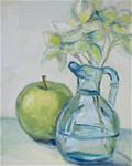 Apple and Vase in Blues and Greens - Posted on Sunday, March 1, 2015 by Stacy Weitz Minch