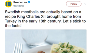Swedish government falsely claims that Swedish meatballs are actually Turkish