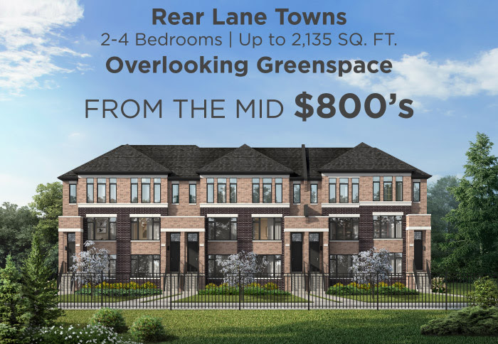 Rear Lane Towns 2-4 Bedrooms | Up to 2,135 SQ. FT. Overlooking Greenspace From The Mid