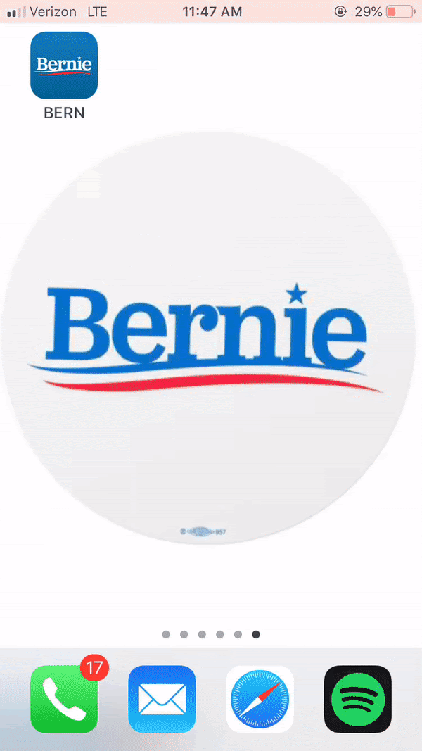 GIF showing how to sign up for an account and use the BERN App
