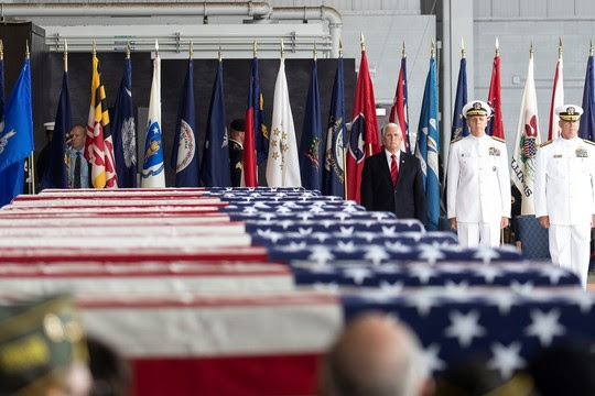 Vice President Pence participate in an Honorable Carry Ceremony