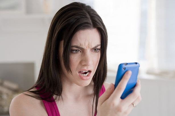 Image result for girl using phone angrily