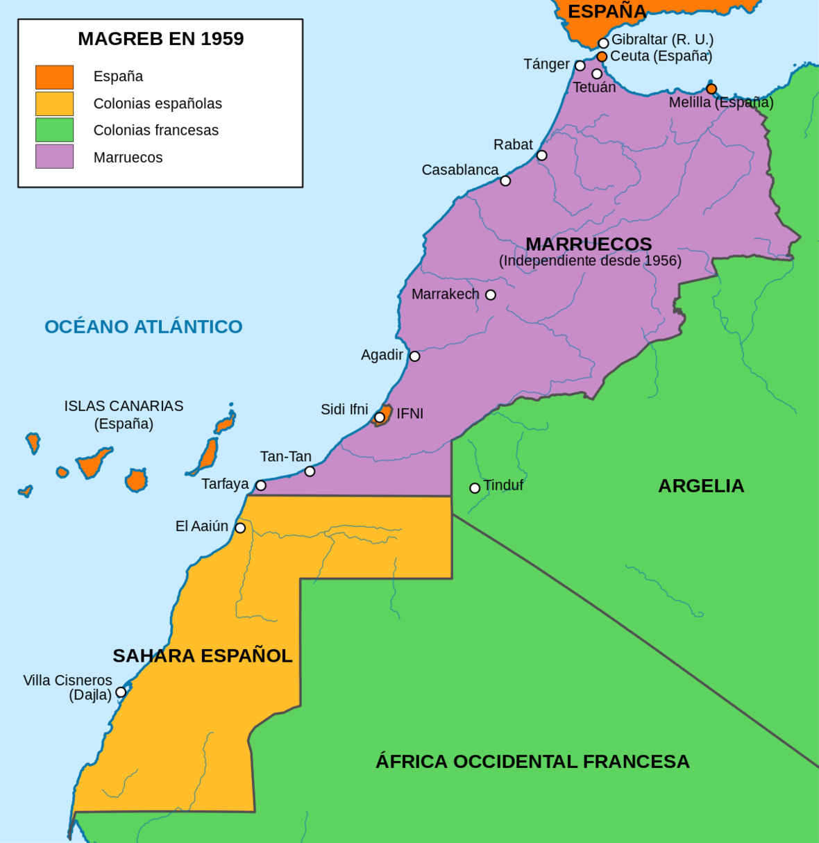 Mapa del Magreb 1959 .svg
