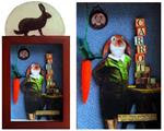 RABBIT carrots assemblage mixed media collage shadow box original art - Posted on Wednesday, November 26, 2014 by Linda Apple