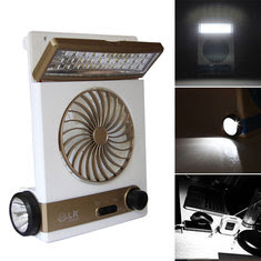 2 In 1 Solar Power USB LED Lantern Cool Fan Light