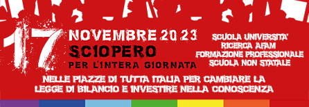 17 novembre 2023 sciopero per l’intera giornata nei settori della conoscenza