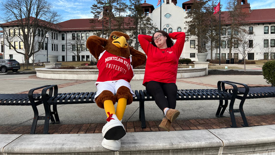 Rocky and ROTS host Dena Montez relaxing on campus
