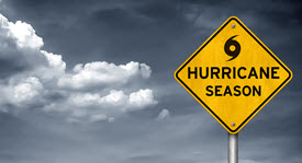 road sign warning people of upcoming hurricane season 