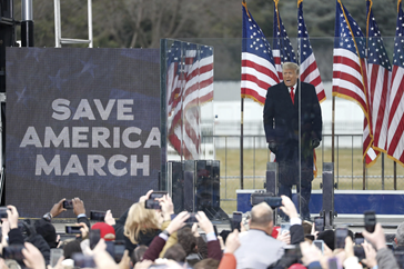 Donald Trump at the rally at the Ellipse, Washington, D.C., January 6, 2021; Shawn Thew/EPA/Bloomberg/Getty Images