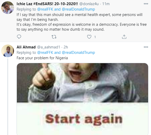 Nigerians react to FFK referring to US president-elect Kamala Harris as