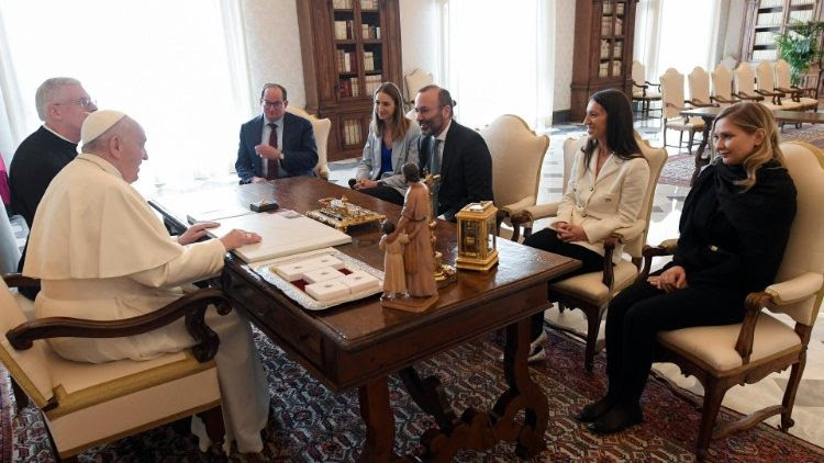 Pope Francis during a meeting in March 2022 with a delegation from the European People's Party group at the European Parliament.