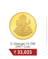 E Gitanjali 10 GM 24KT 995 Purity Laxmi Gold Coin BIS Hallmarked