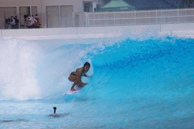 Mahina Maeda riding the barrel in preparation for surfing’s Olympic debut.