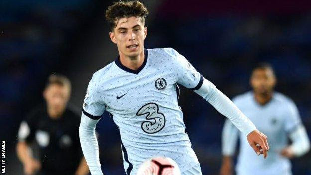 Kai Havertz in action for Chelsea against Brighton on Monday