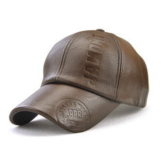 Men Leather Retro Printed Outdoor Baseball Cap