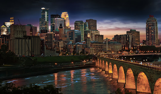 Downtown Minneapolis and the Stone Arch Bridge