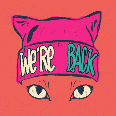 Pink hat: We're back
