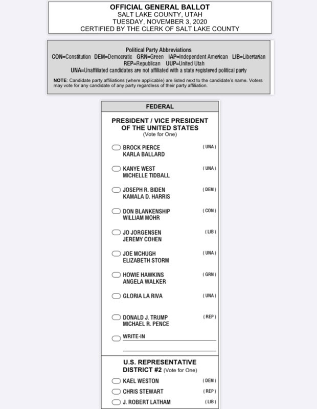 Salt Lake County sample ballot
