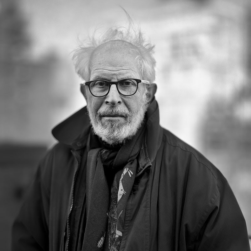 A black and white photo of Stephen Shore