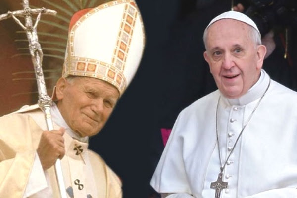 Juan Pablo II y Francisco (foto de Internet)