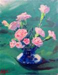 Pinks in a Blue Vase - Posted on Tuesday, February 10, 2015 by Azhir Fine Art