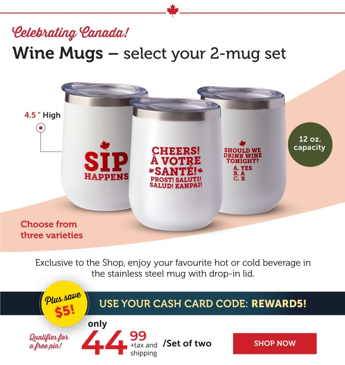 celebrating Canada wine mugs