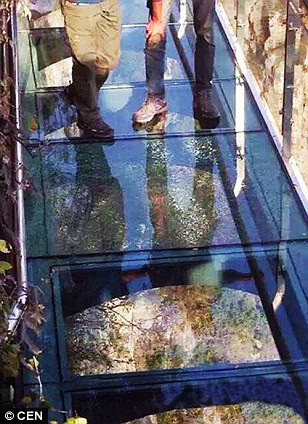 A glass-bottom walkway 