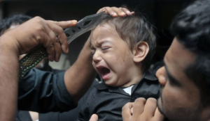 Shi’ite Muslims worldwide mark Ashura by slicing their heads open, and those of their children