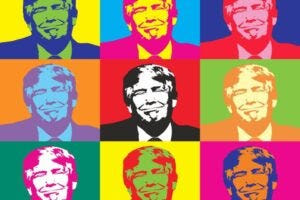Andy Warhol-style portrait of Donald Trump.