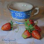 Teacup and Strawberries - Posted on Tuesday, January 6, 2015 by Elena Katsyura