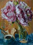 peonies, pottery, and leaf - Posted on Sunday, December 28, 2014 by Simon Shawn Andrews