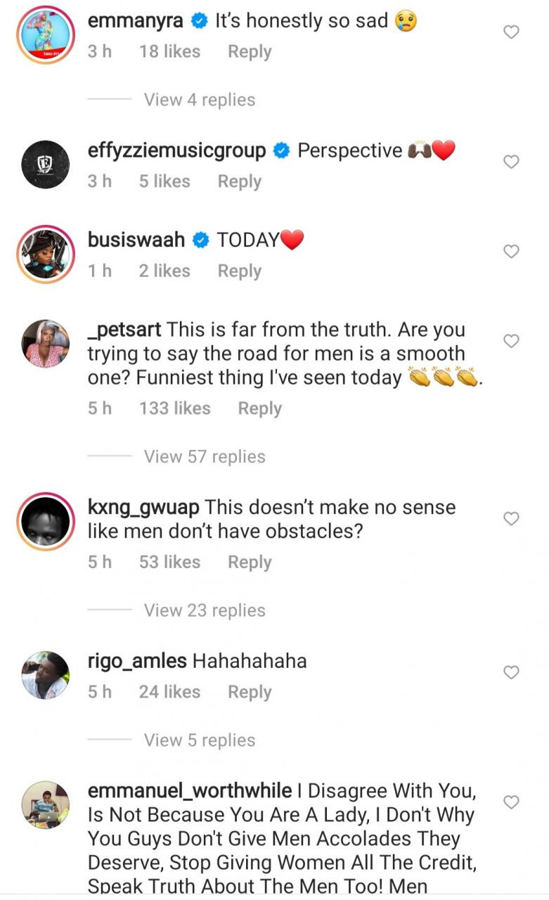 Yemi Alade starts debate after posting about the obstacles women face trying to reach their goals