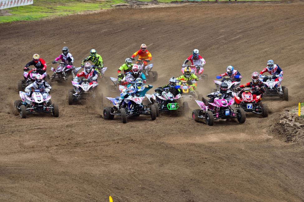 The AMA Pro ATV field surges into RedBud for the ninth round of the season.Photo: Ken Hill