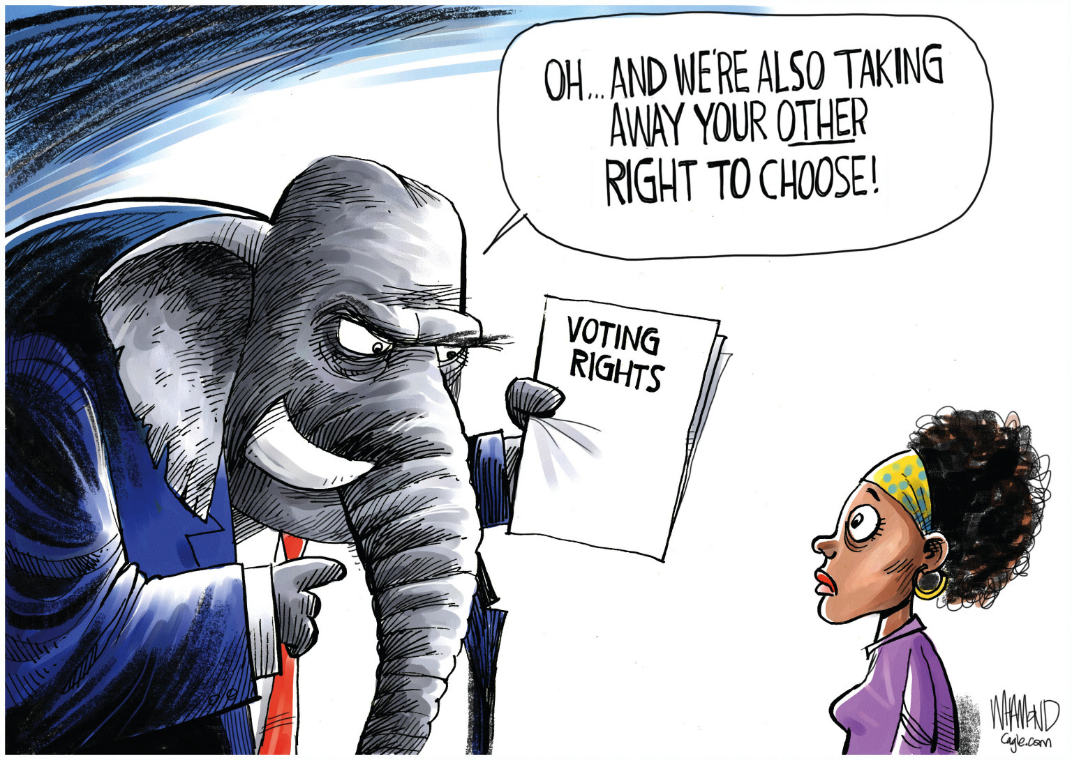 Republicans deny women the right to choose and their voting rights