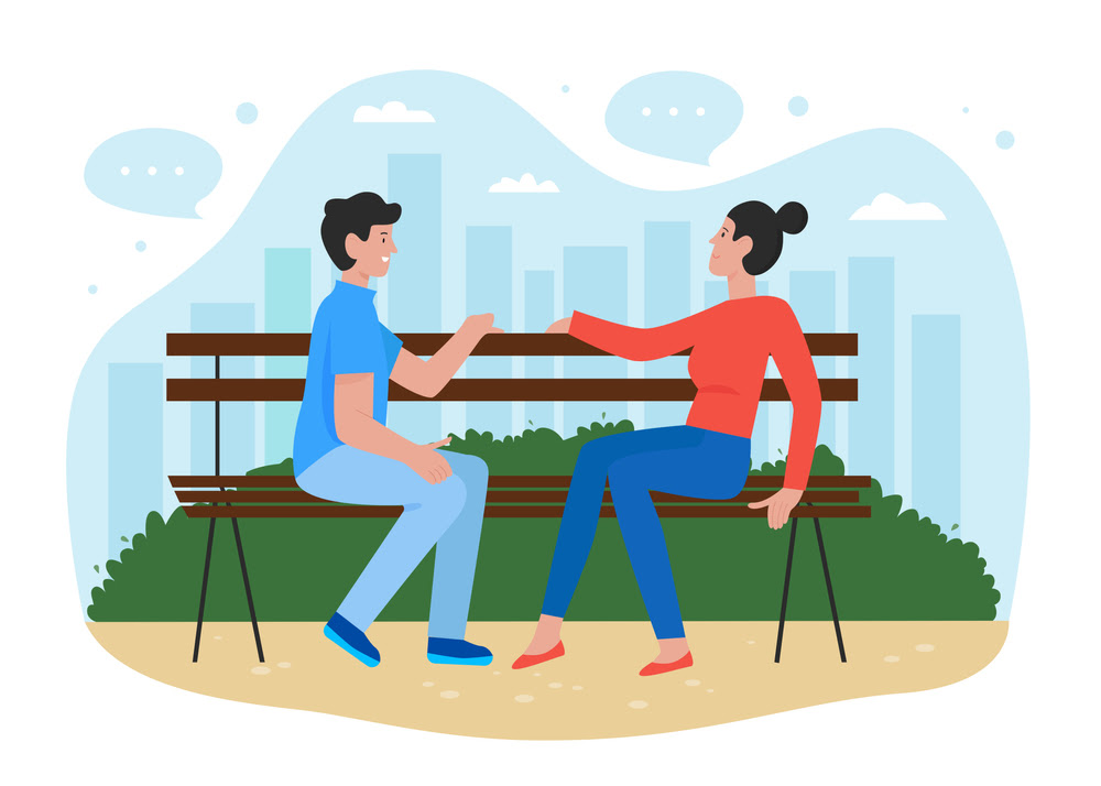 ilustracion de amigos en un parque