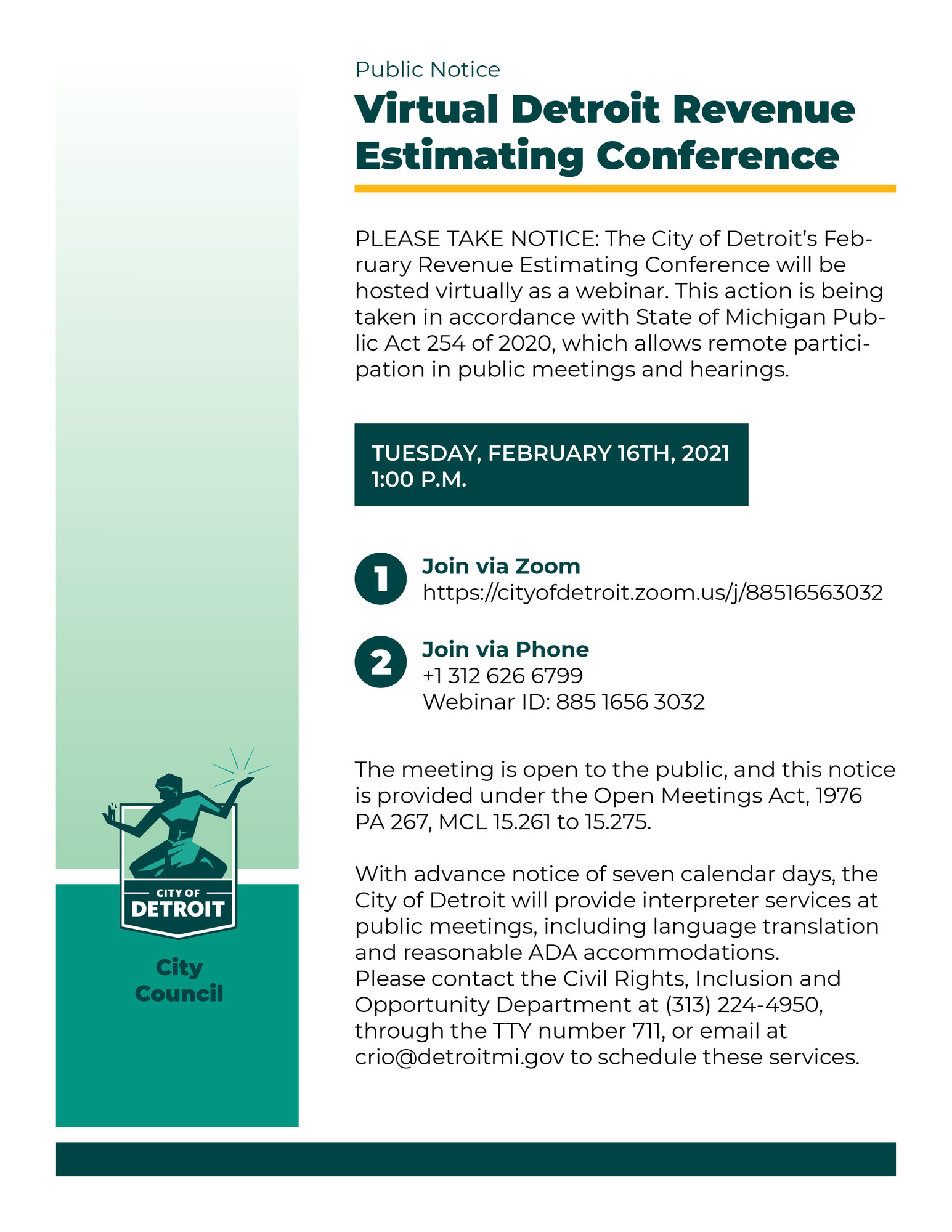 Detroit Revenue Estimating Conference - Feb. 16