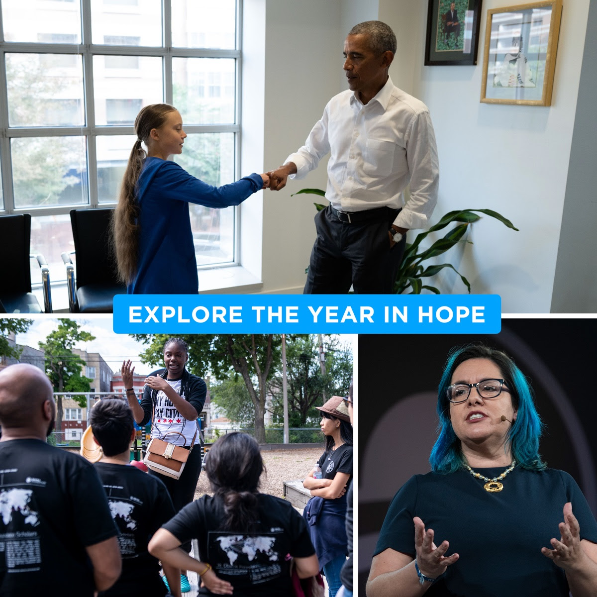 A collage of 3 photos with the text "EXPLORE THE YEAR IN HOPE" overlaid
