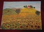 Sunflower meadow with hills - Posted on Monday, March 2, 2015 by marion caballero