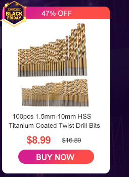 100pcs 1.5mm-10mm HSS Titanium Coated Twist Drill Bits