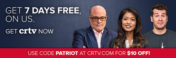 Get 7 days FREE, on us. Use code PATRIOT at CRTV.com for $10 off.