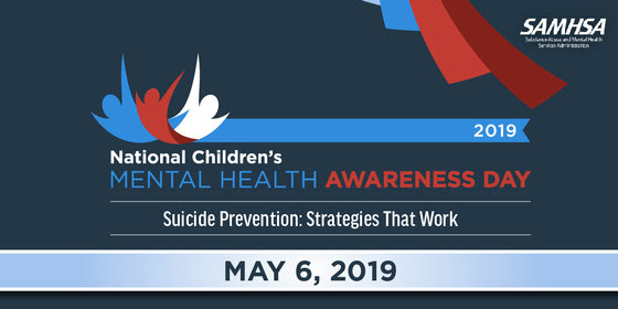 National Children's Mental Health Awareness Day Banner in red, white, and blue. 