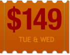 $149, Full Package (Tuesday & Wednesday)