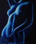 Th Tease - Blue Nude Painting by k Madison Moore - Posted on Saturday, December 6, 2014 by K. Madison Moore