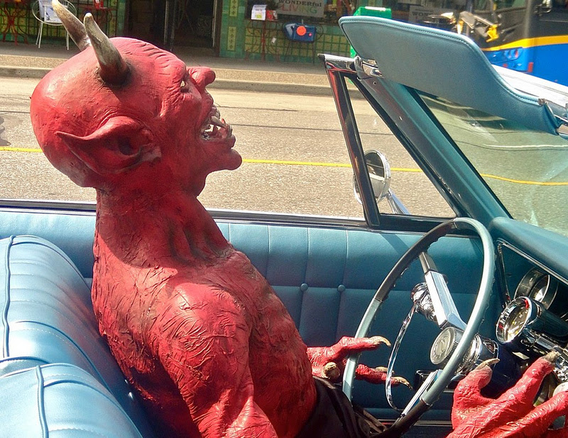 Image result for images of the devil driving a car'