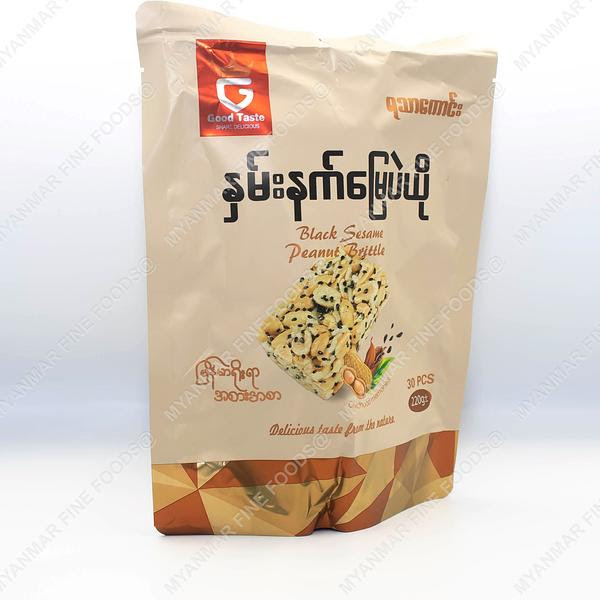 Good Taste Black Sesame Peanut Brittle (30pcs) -- ရသာကောင်း နှမ်းနက် မြေပဲယို (220g)