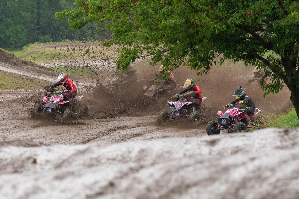 As the rain fell, the muddy conditions took over the Sunset Ridge ATVMX National.